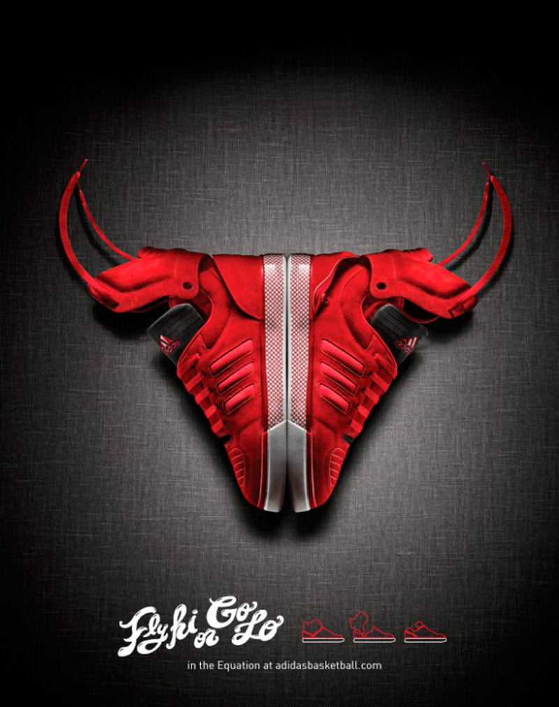 shoes in shape of bull graphic