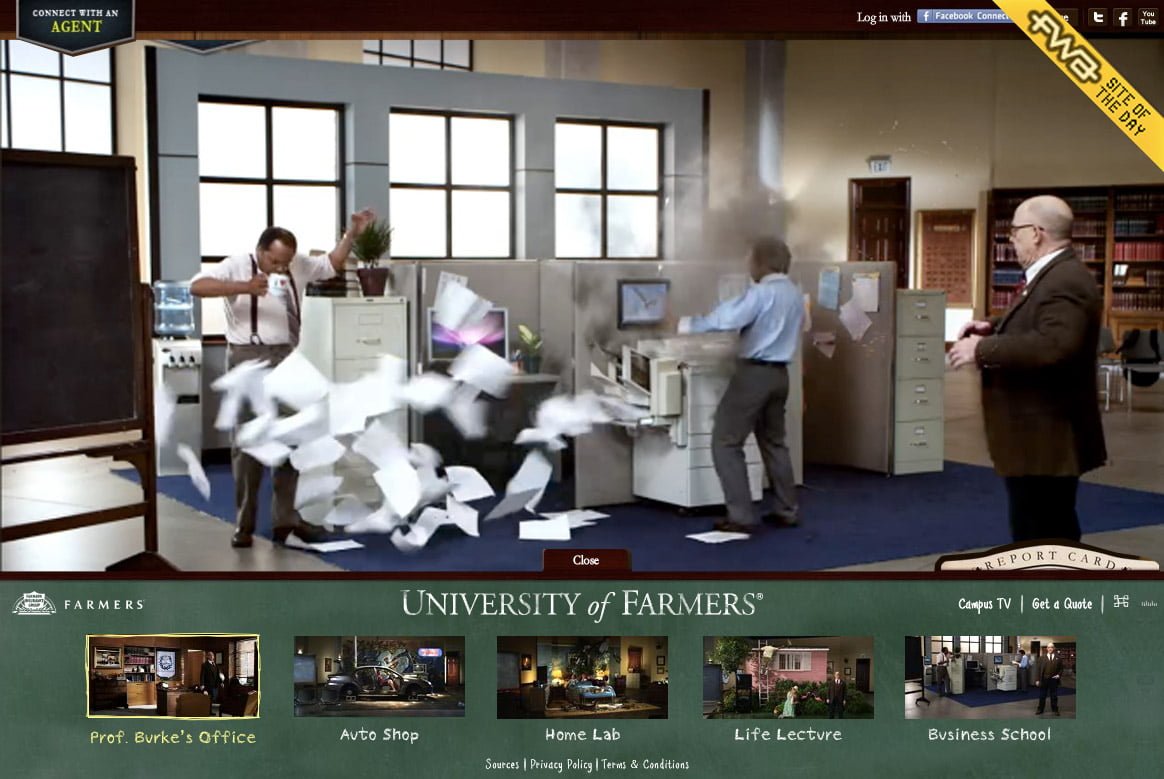 screenshot of University of Farmers website page