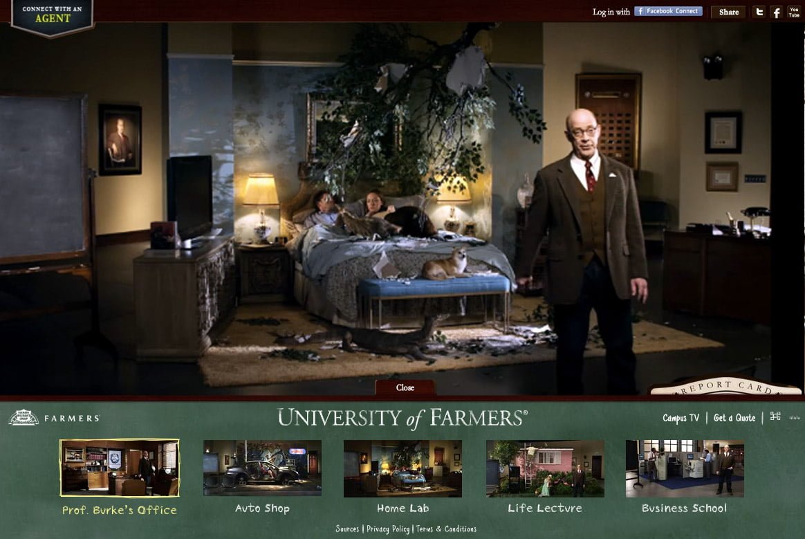 screenshot of University of Farmers website page
